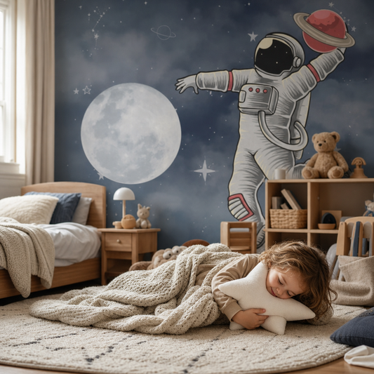 Moonwalk kids room wallpaper - custom mural printed and installed in Dubai