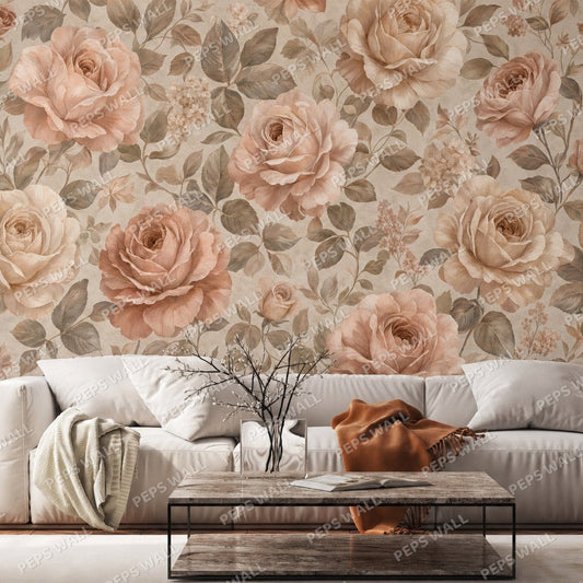 Neutral Rose — rose wallpaper Dubai, Peps Wall