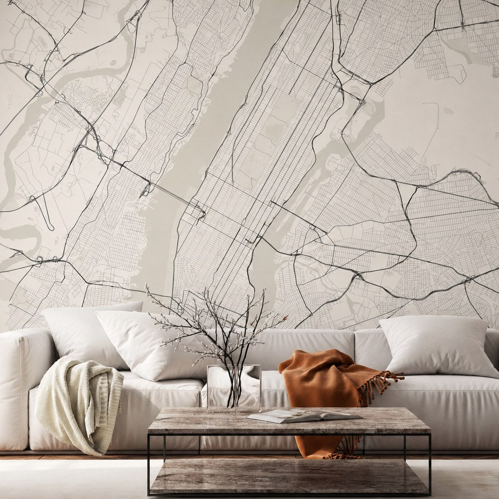 New York City Lines — world map wallpaper Dubai, Peps Wall