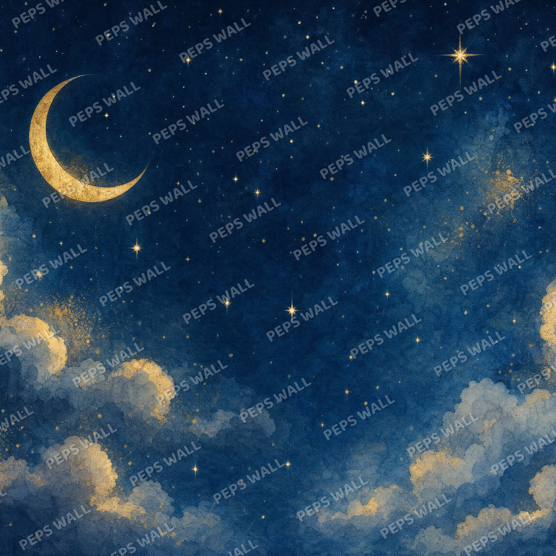 Night Sky Lullaby - Navy Stars wallpaper design