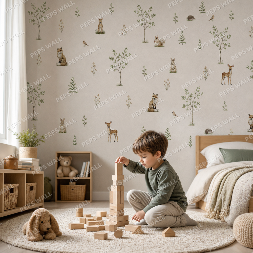 Nursery Trail kids room wallpaper - custom mural printed and installed in Dubai