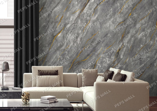 Carrara - Grey & Gold — marble wallpaper mural, Peps Wall Dubai