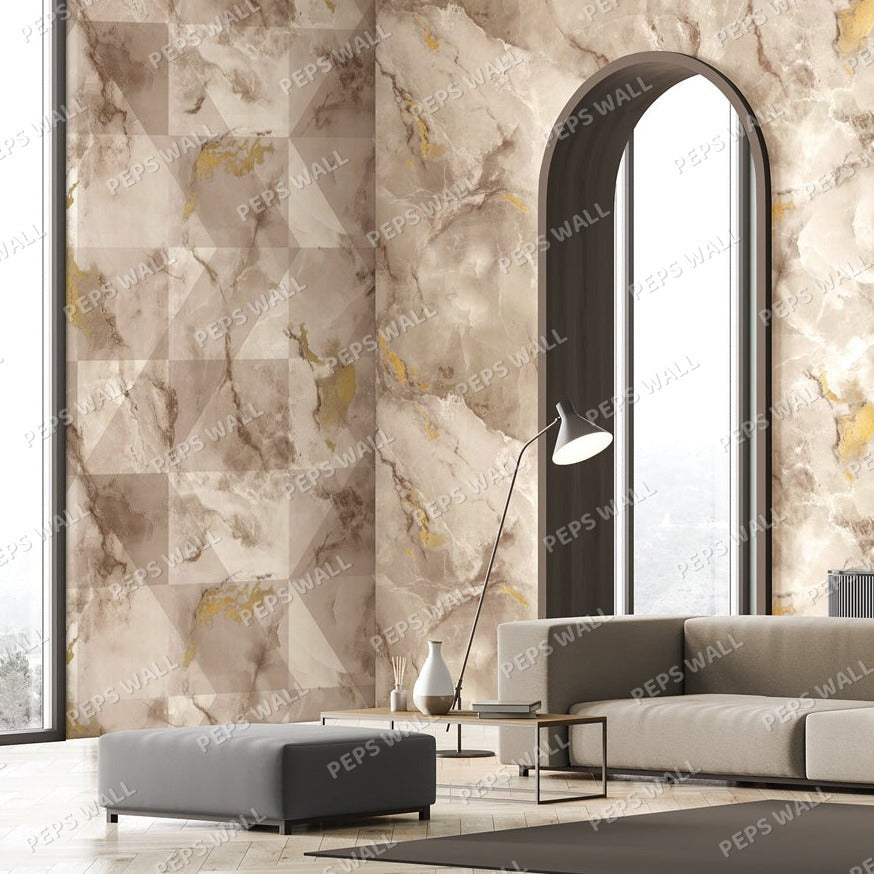 Gold Carrera — marble wallpaper mural, Peps Wall Dubai