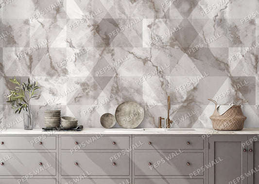 Squared - Grey — marble wallpaper mural, Peps Wall Dubai