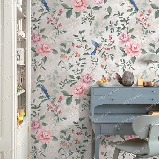 Printemps Gris — floral wallpaper mural, Peps Wall Dubai