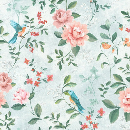 Printemps Bleu — floral wallpaper mural, Peps Wall Dubai