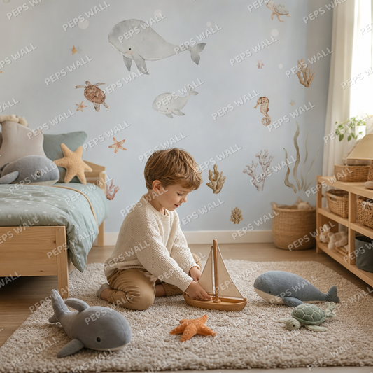 Oceanic Dreams kids room wallpaper - custom mural printed and installed in Dubai