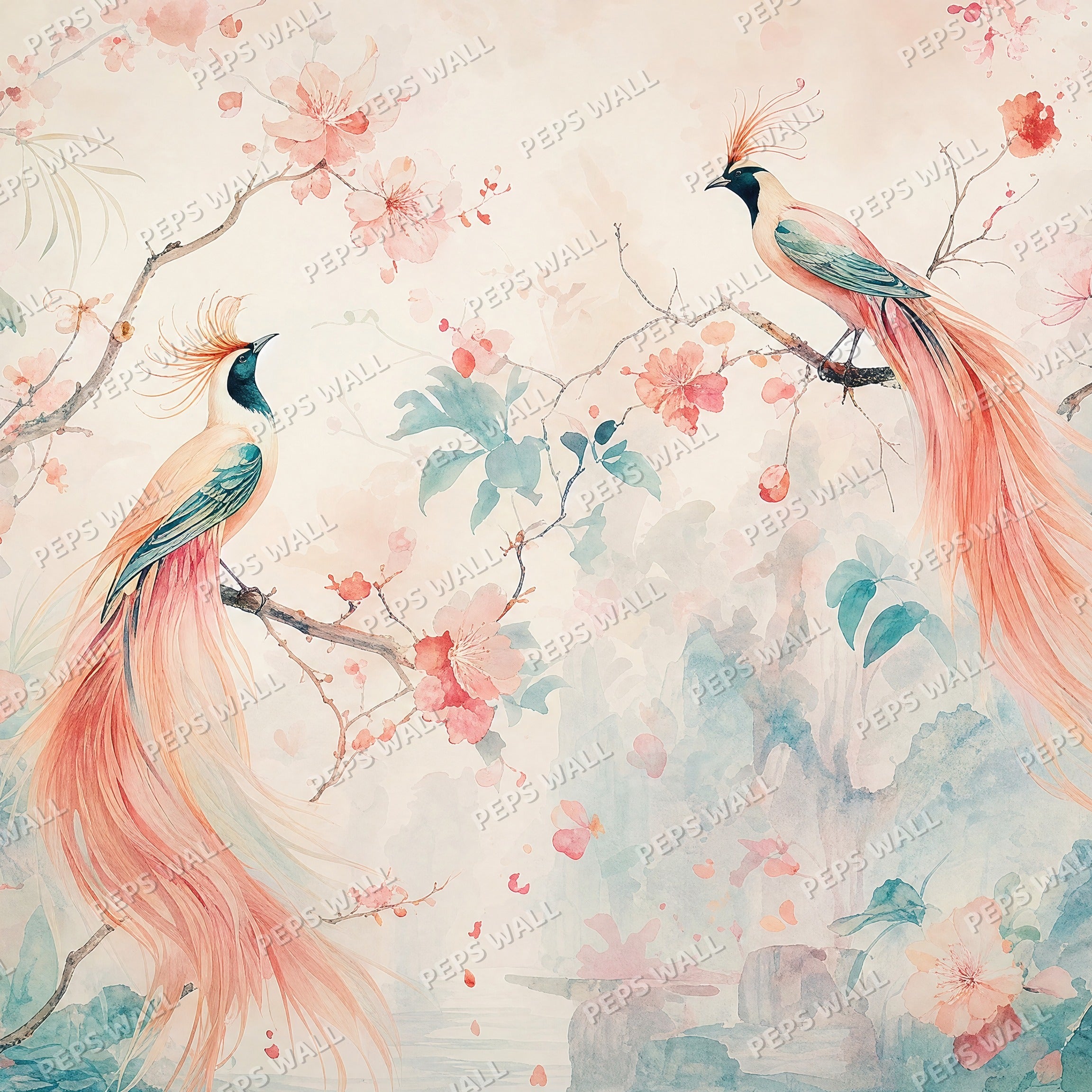 Paradise Birds - Watercolor wallpaper design