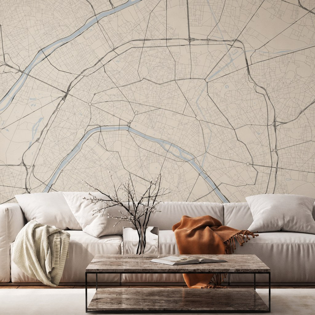 Paris City Lines — world map wallpaper Dubai, Peps Wall