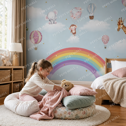 Party on cloud kids room wallpaper - custom mural printed and installed in Dubai