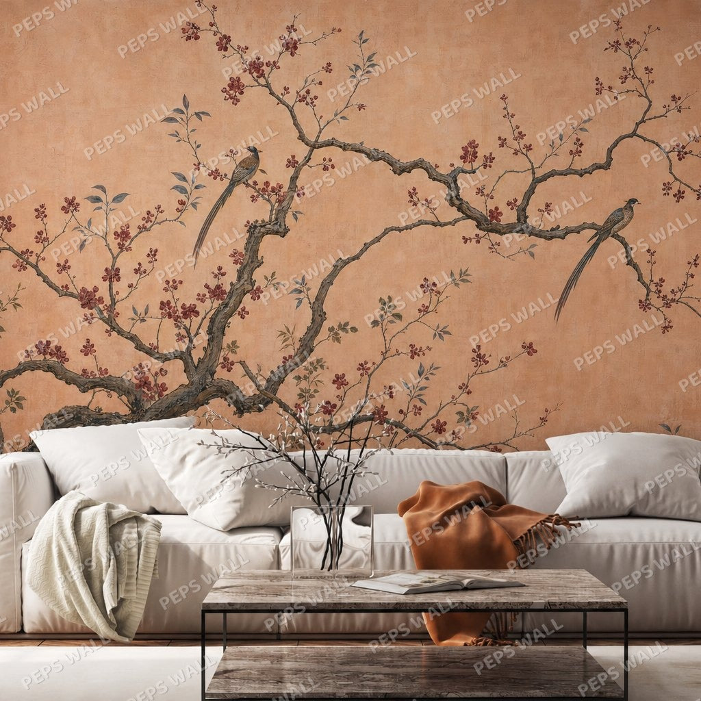 Pêche — chinoiserie wallpaper Dubai, Peps Wall
