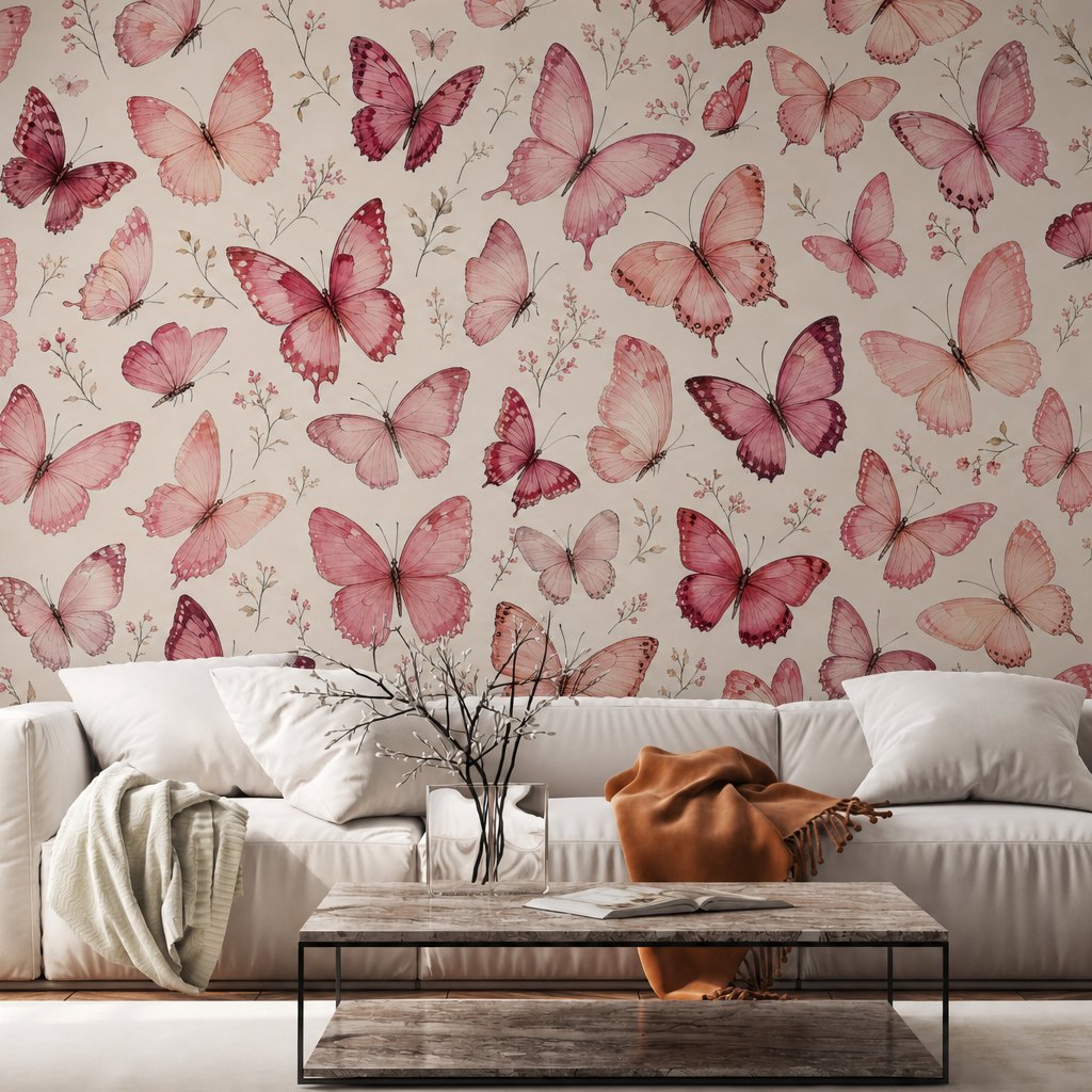 Pink Butterfly Mural