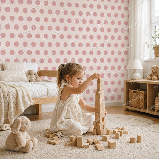 Pink Dot kids room wallpaper - custom mural printed and installed in Dubai