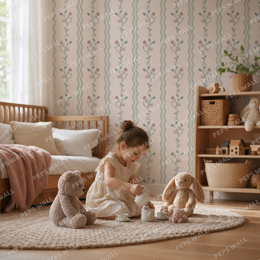 Pink Flowers 90s kids room wallpaper - custom mural printed and installed in Dubai