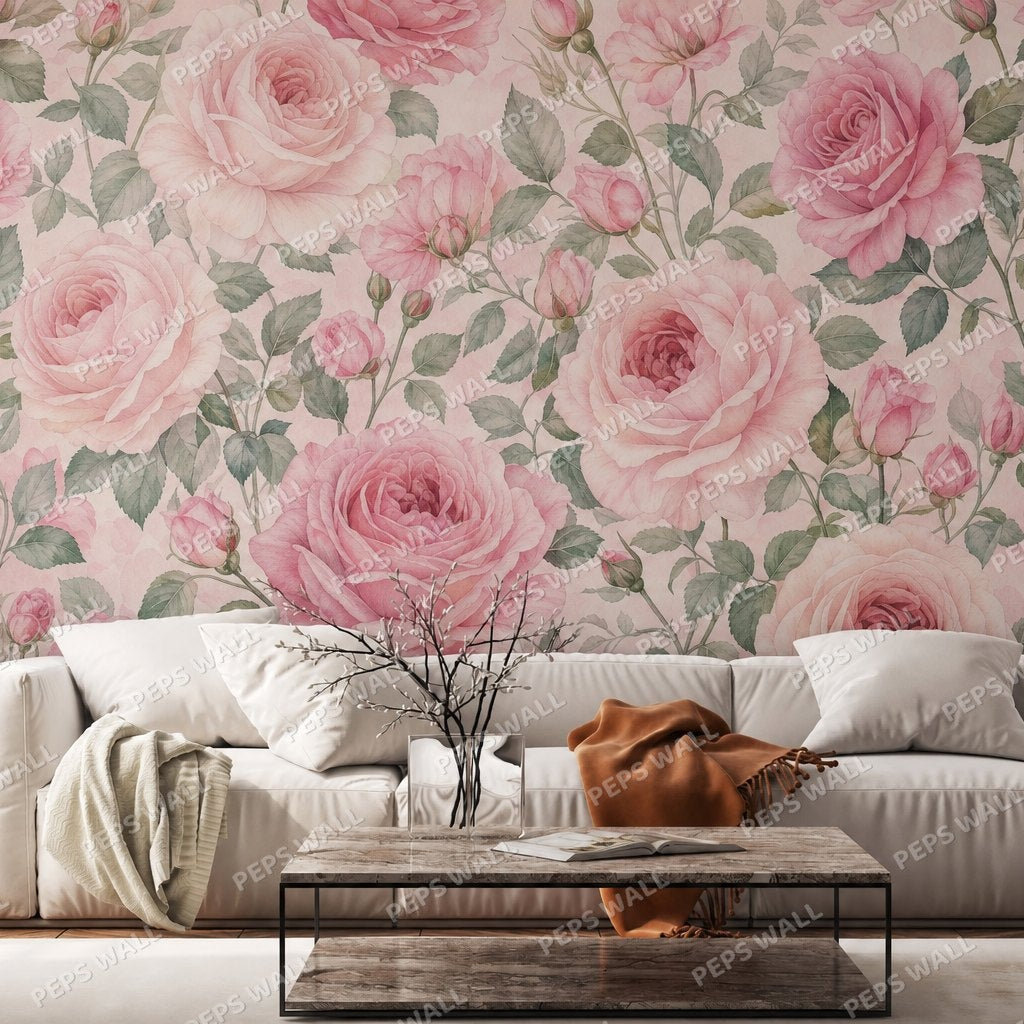 Pink Rose — rose wallpaper Dubai, Peps Wall
