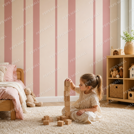 Pink Stripe Rhythm kids room wallpaper - custom mural printed and installed in Dubai