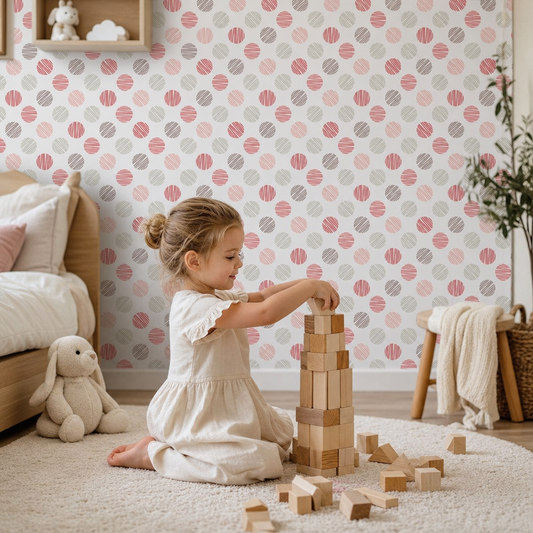 Pinks little balls kids room wallpaper - custom mural printed and installed in Dubai