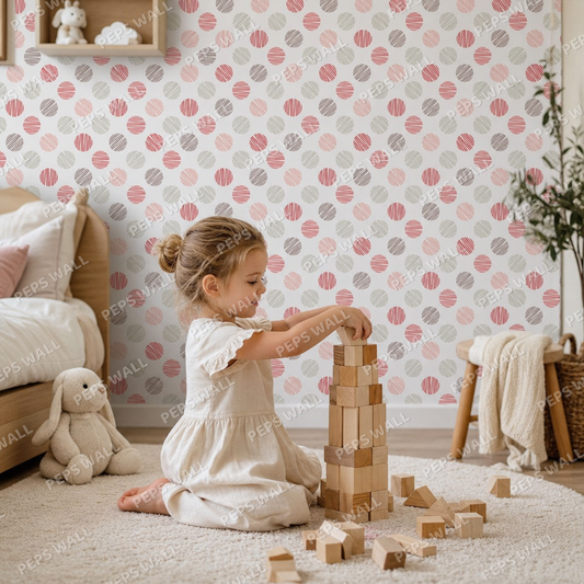 Pinks little balls kids room wallpaper - custom mural printed and installed in Dubai