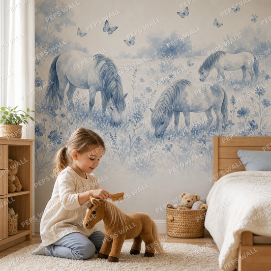 Pony Meadow wallpaper in a Dubai kids bedroom - Peps Wall
