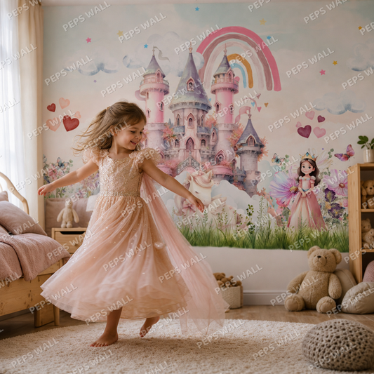 Princess Dream kids room wallpaper - custom mural printed and installed in Dubai