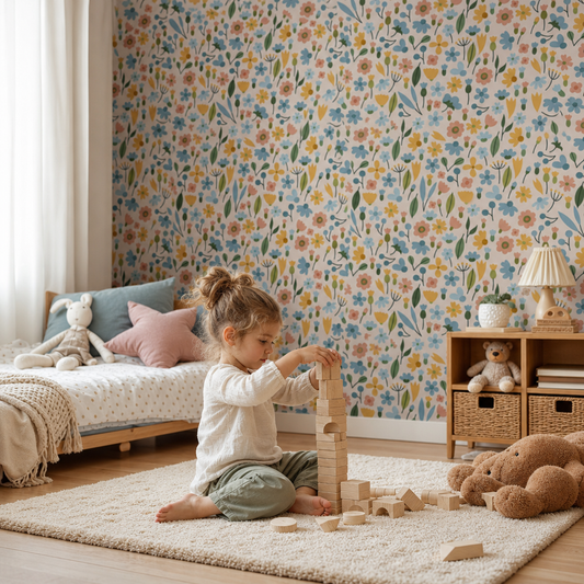 Printemps kids room wallpaper - custom mural printed and installed in Dubai