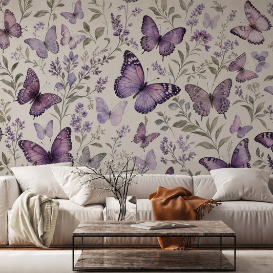 Purple Butterfly — butterfly wallpaper mural, Peps Wall Dubai