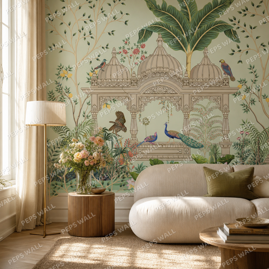 Pushkar living room wallpaper - custom mural printed and installed in Dubai
