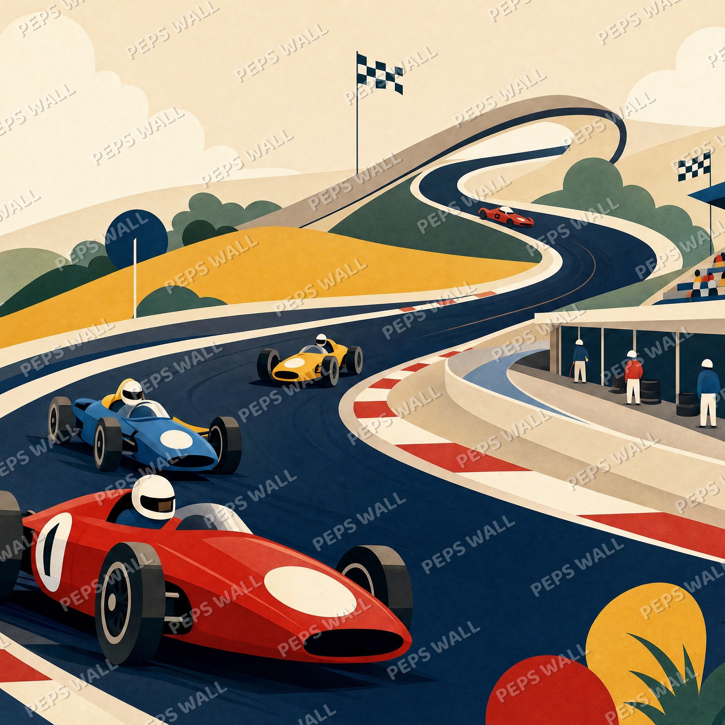 Race Track Champions - Minimalist Graphic wallpaper design