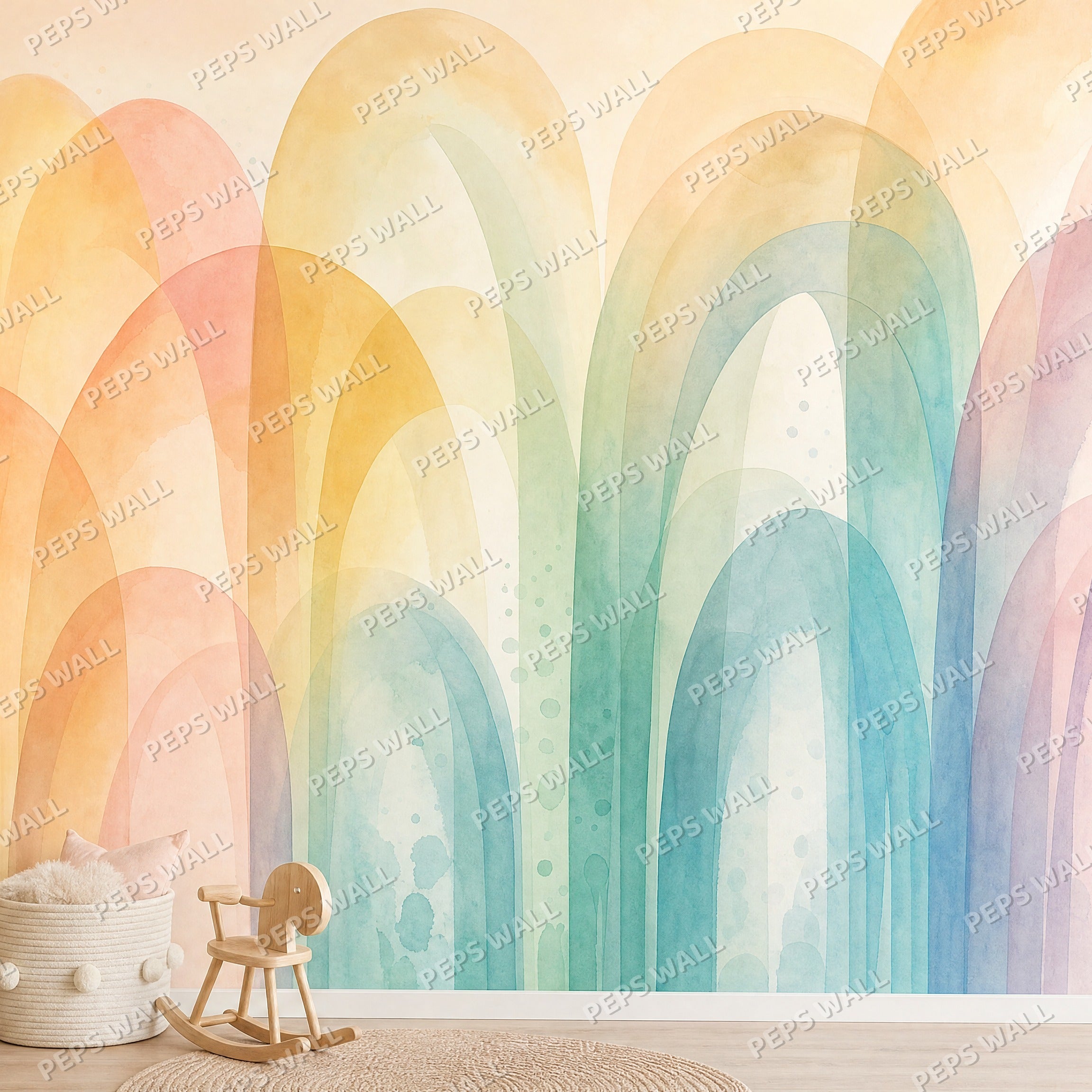 Rainbow Ribbons - Soft Abstract wallpaper design