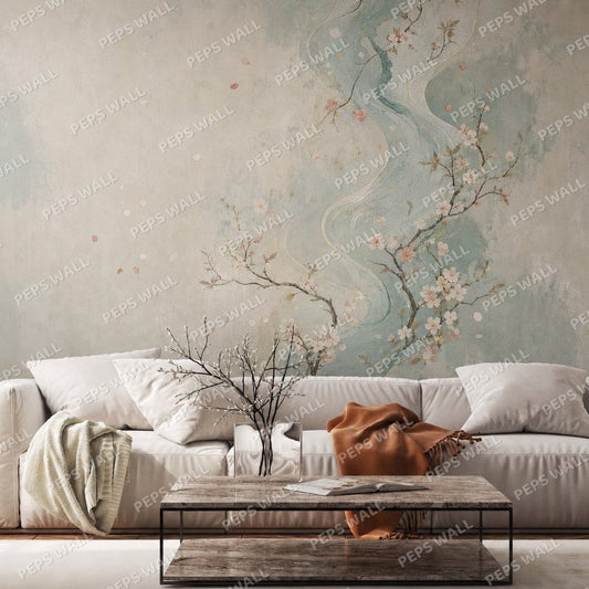 Ripple Blossom — cherry blossom wallpaper Dubai, Peps Wall