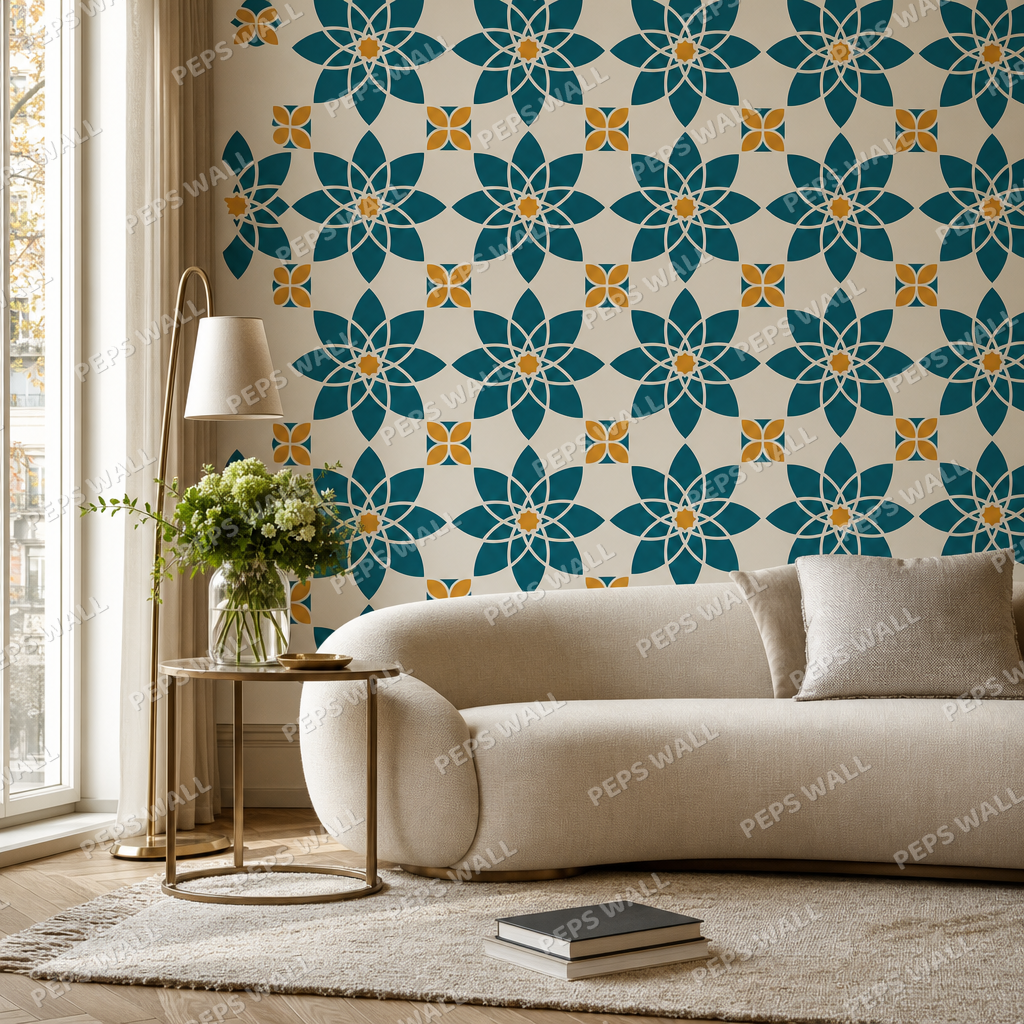 Ronda living room wallpaper - custom mural printed and installed in Dubai