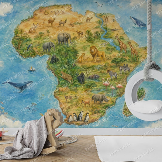 Safari Atlas — world map wallpaper Dubai, Peps Wall