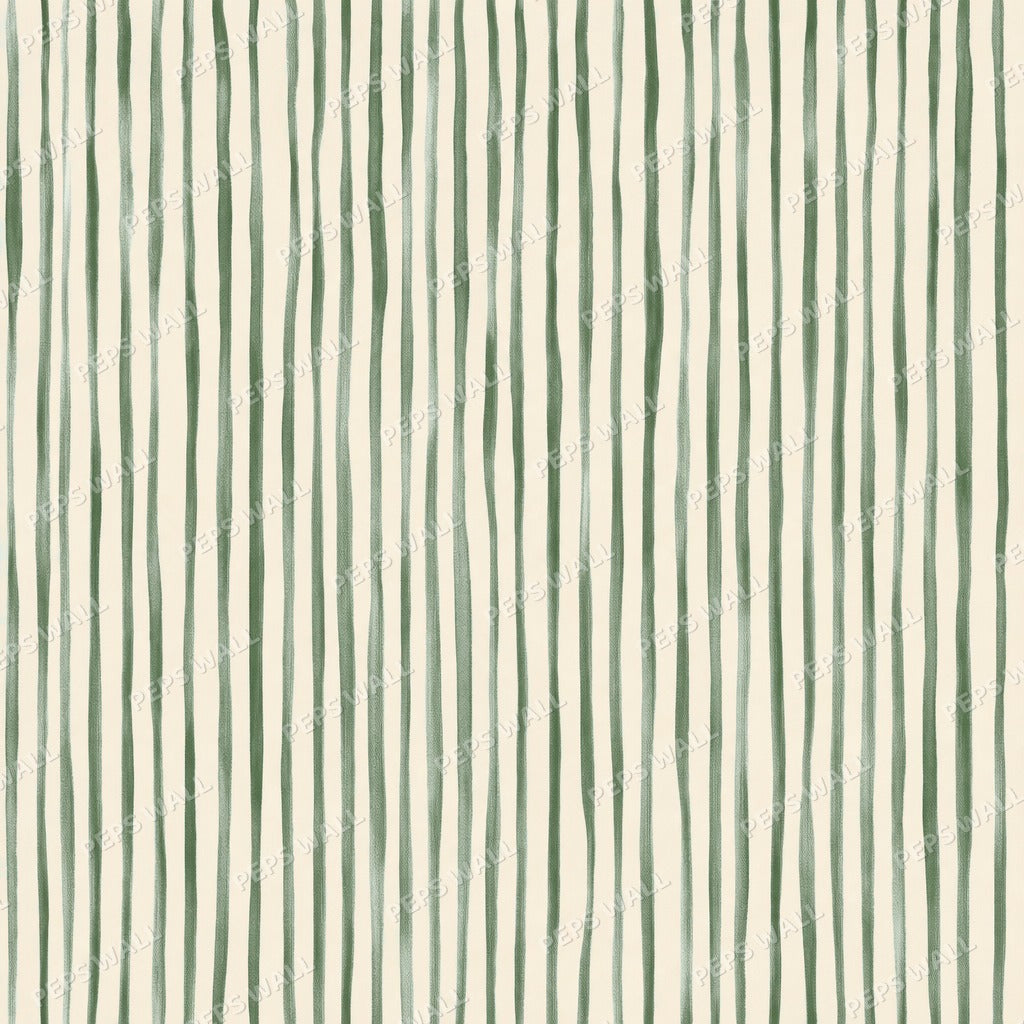 Sage Stripe Handdrawn full wall mural design