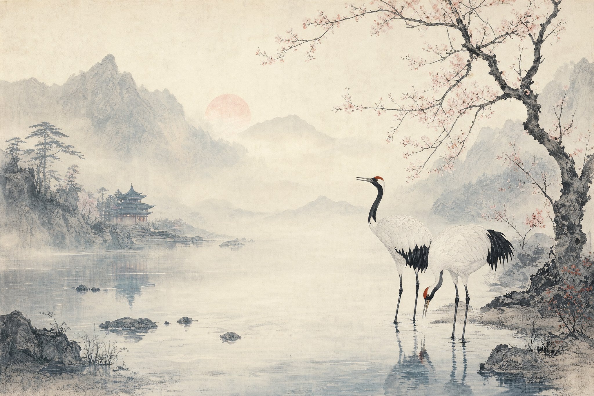 Sakura and Cranes