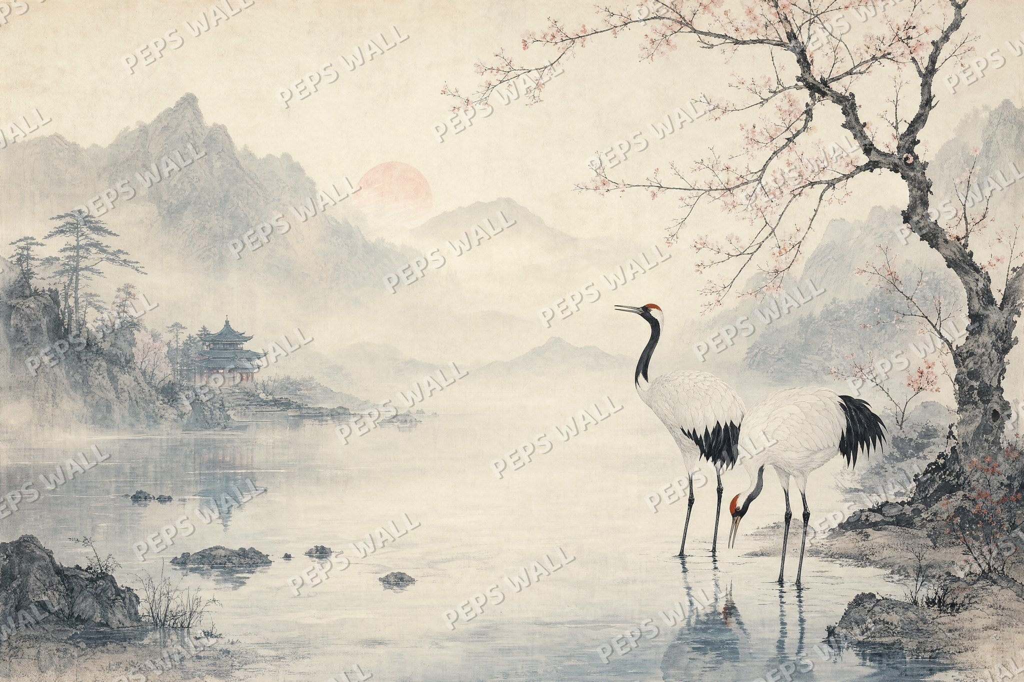 Sakura and Cranes