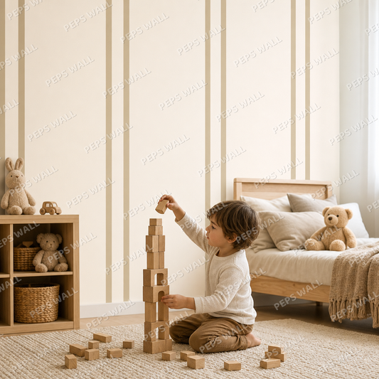 Sand Stripe Banker kids room wallpaper - custom mural printed and installed in Dubai