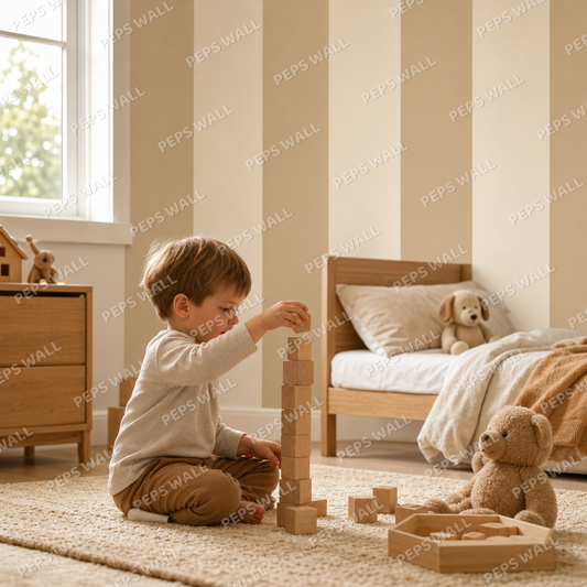 Sand Stripe Cabana kids room wallpaper - custom mural printed and installed in Dubai