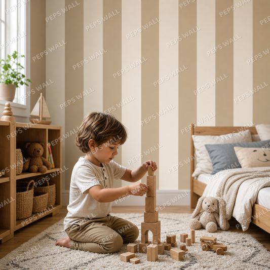 Sand Stripe Classic kids room wallpaper - custom mural printed and installed in Dubai