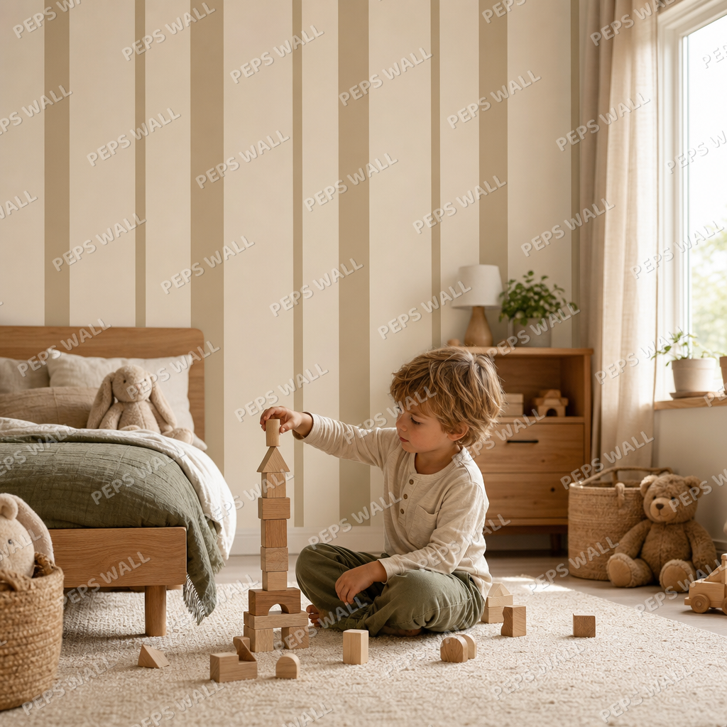 Sand Stripe Rhythm kids room wallpaper - custom mural printed and installed in Dubai