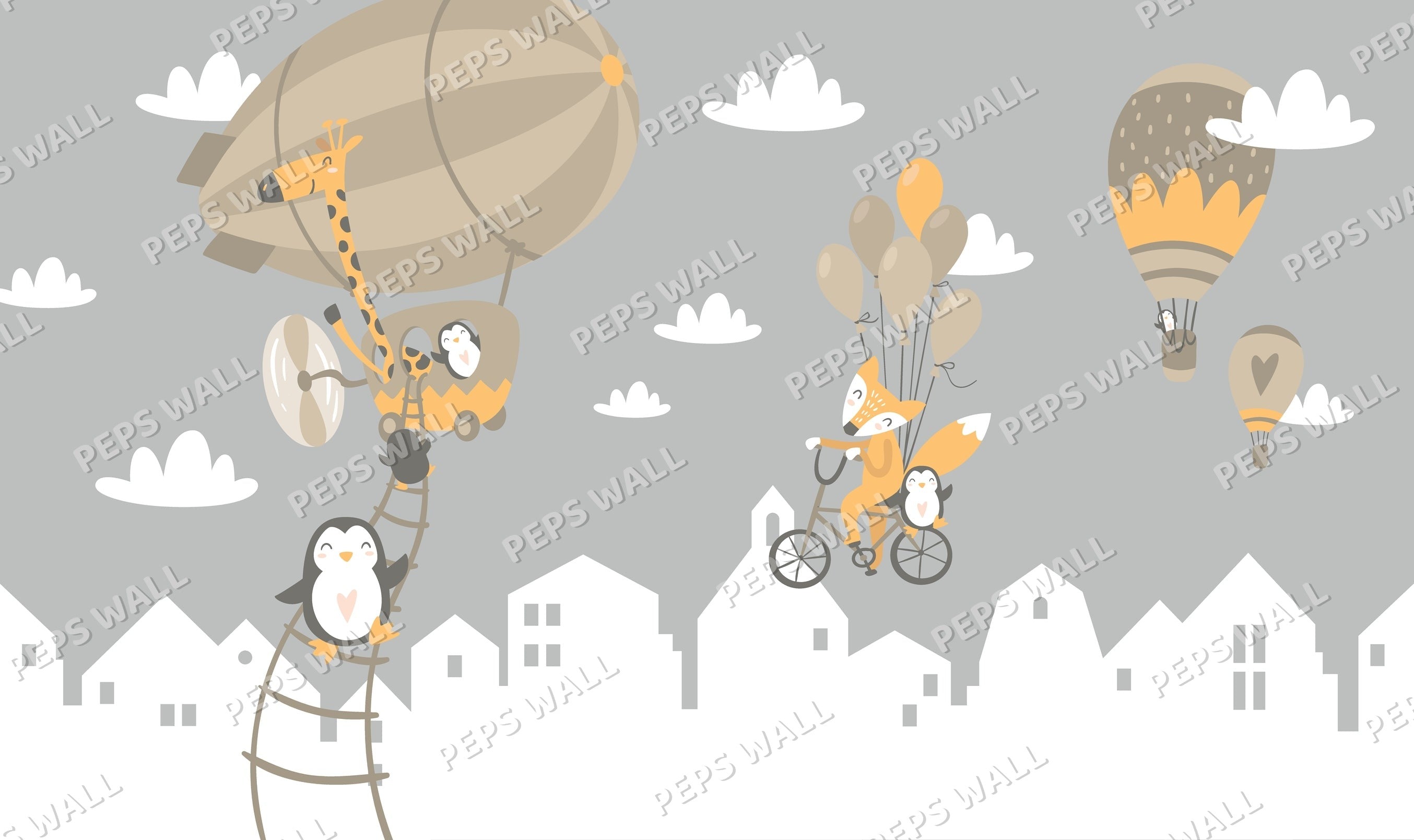 Flying animals over the city - Grey