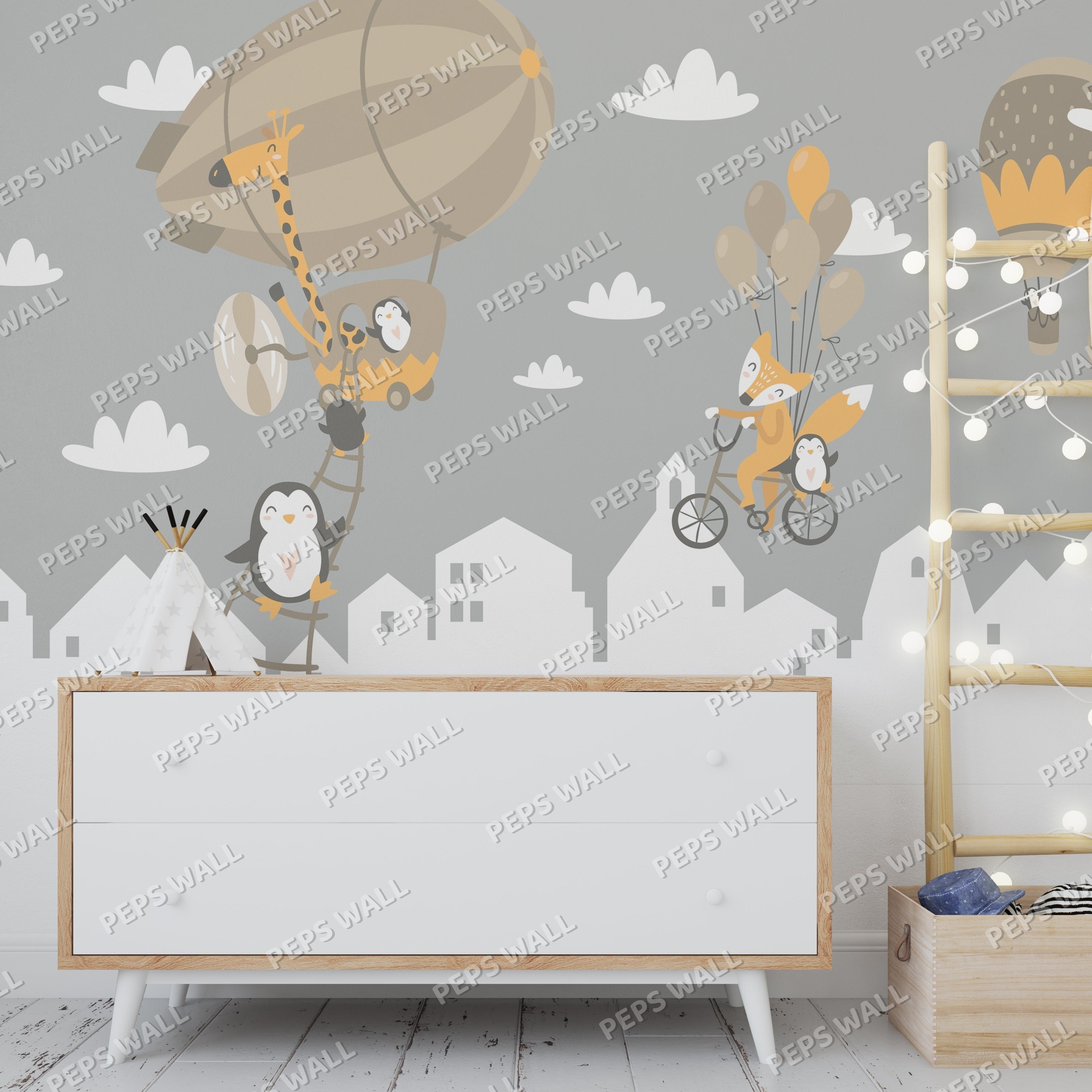 Flying animals over the city - Grey