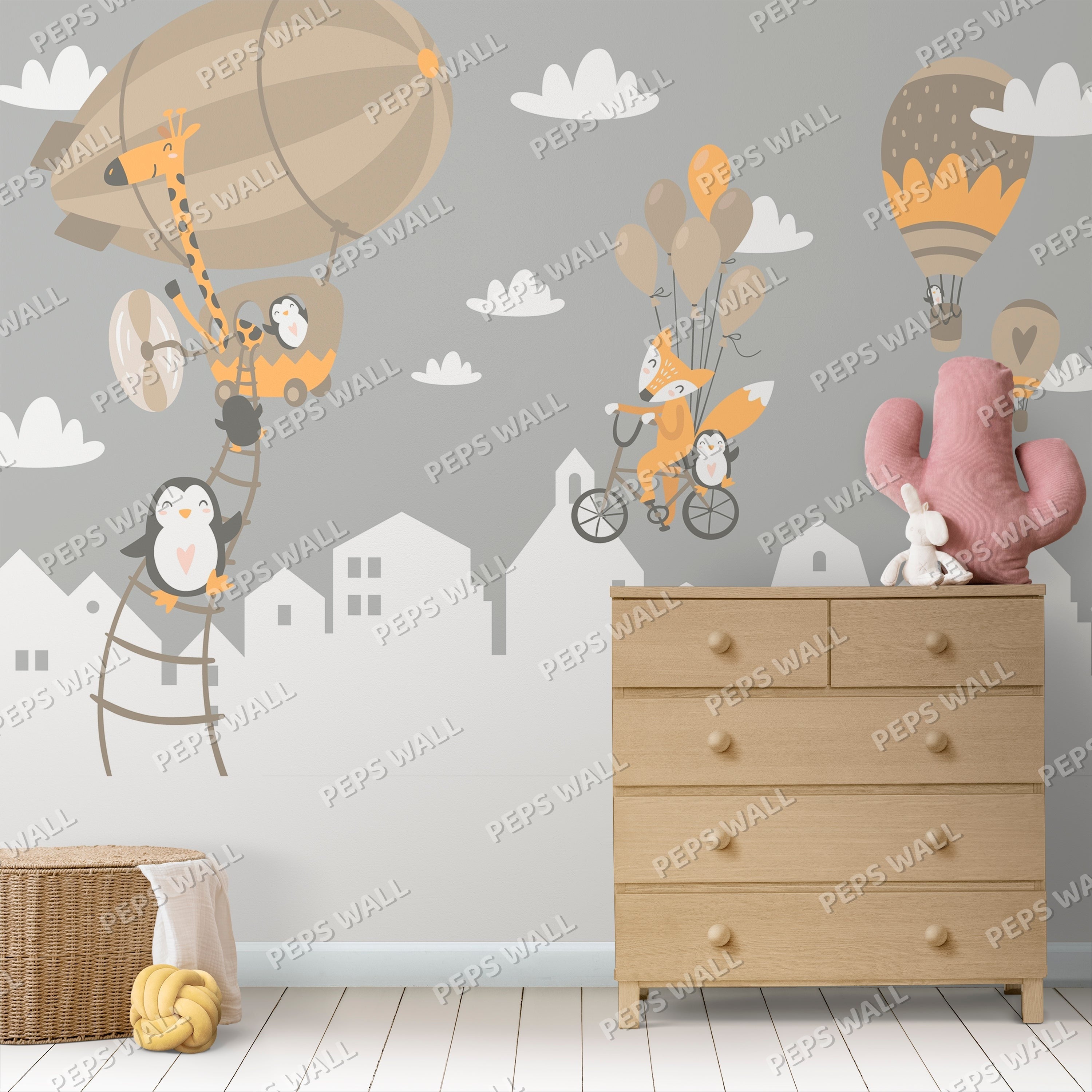 Flying animals over the city - Grey