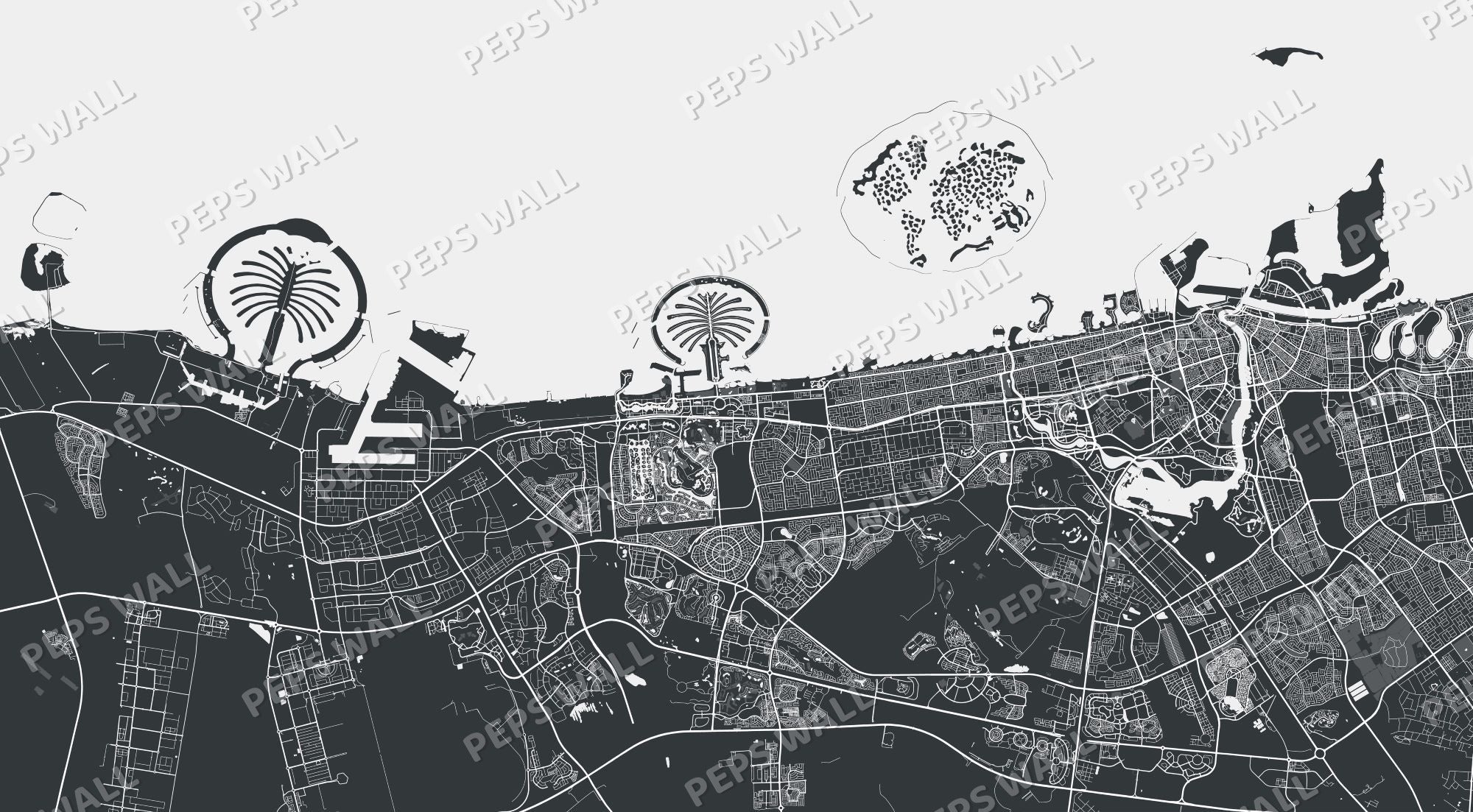 Dubai map - black
