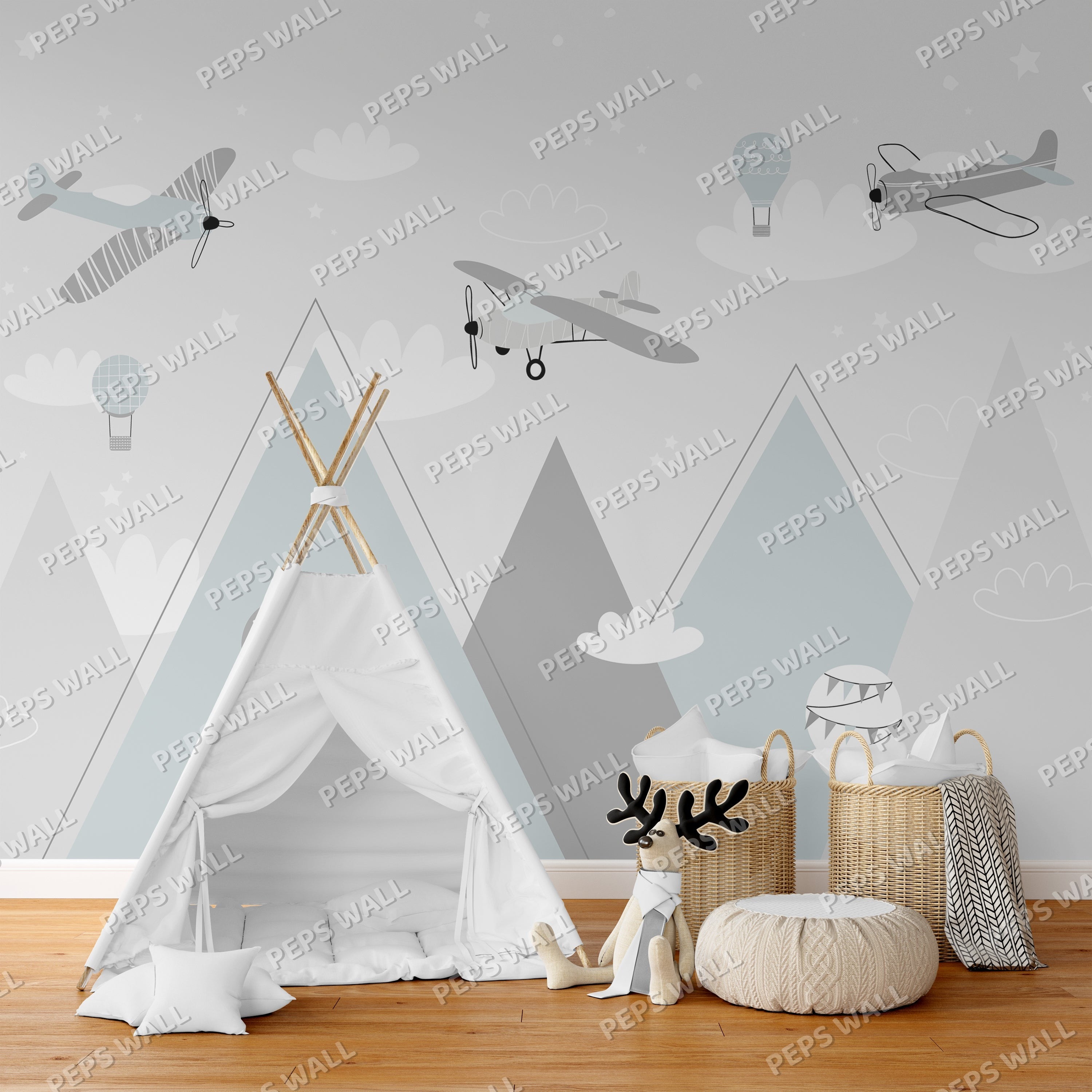 Planes in blue mountains