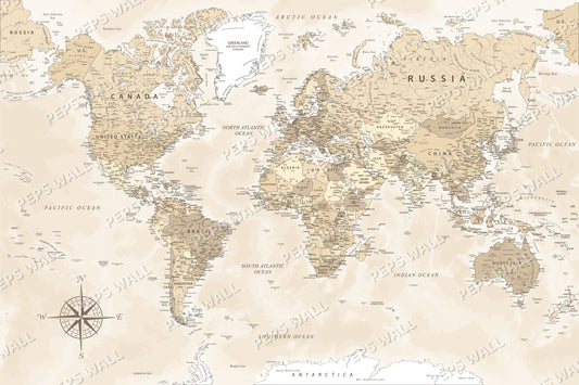 Detailed World map — world map wallpaper Dubai, Peps Wall