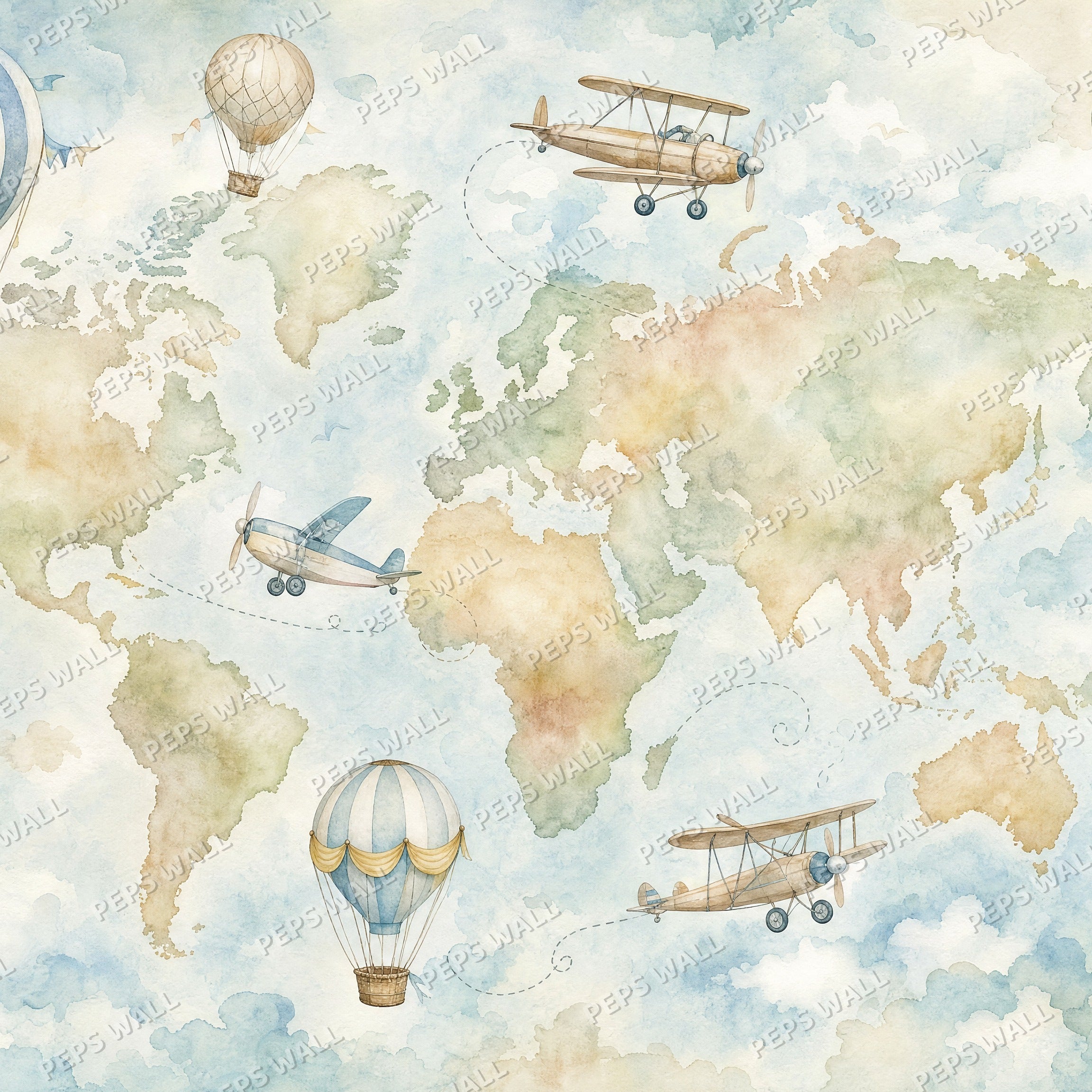 Sky Explorer Map - Watercolor wallpaper design