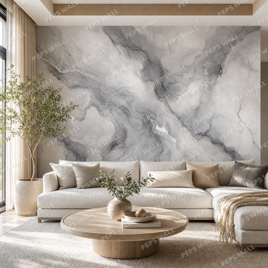 Smoke Marble wallpaper in a Dubai living room - Peps Wall