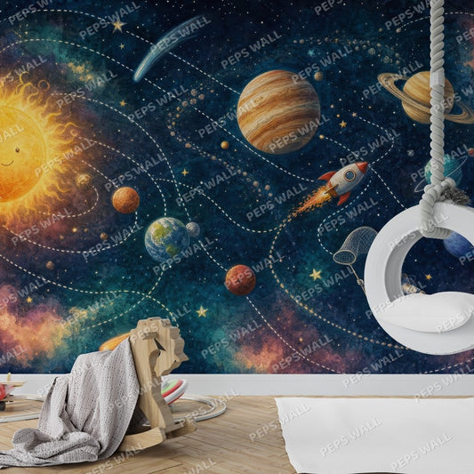 Solar Quest — kids space wallpaper Dubai, Peps Wall