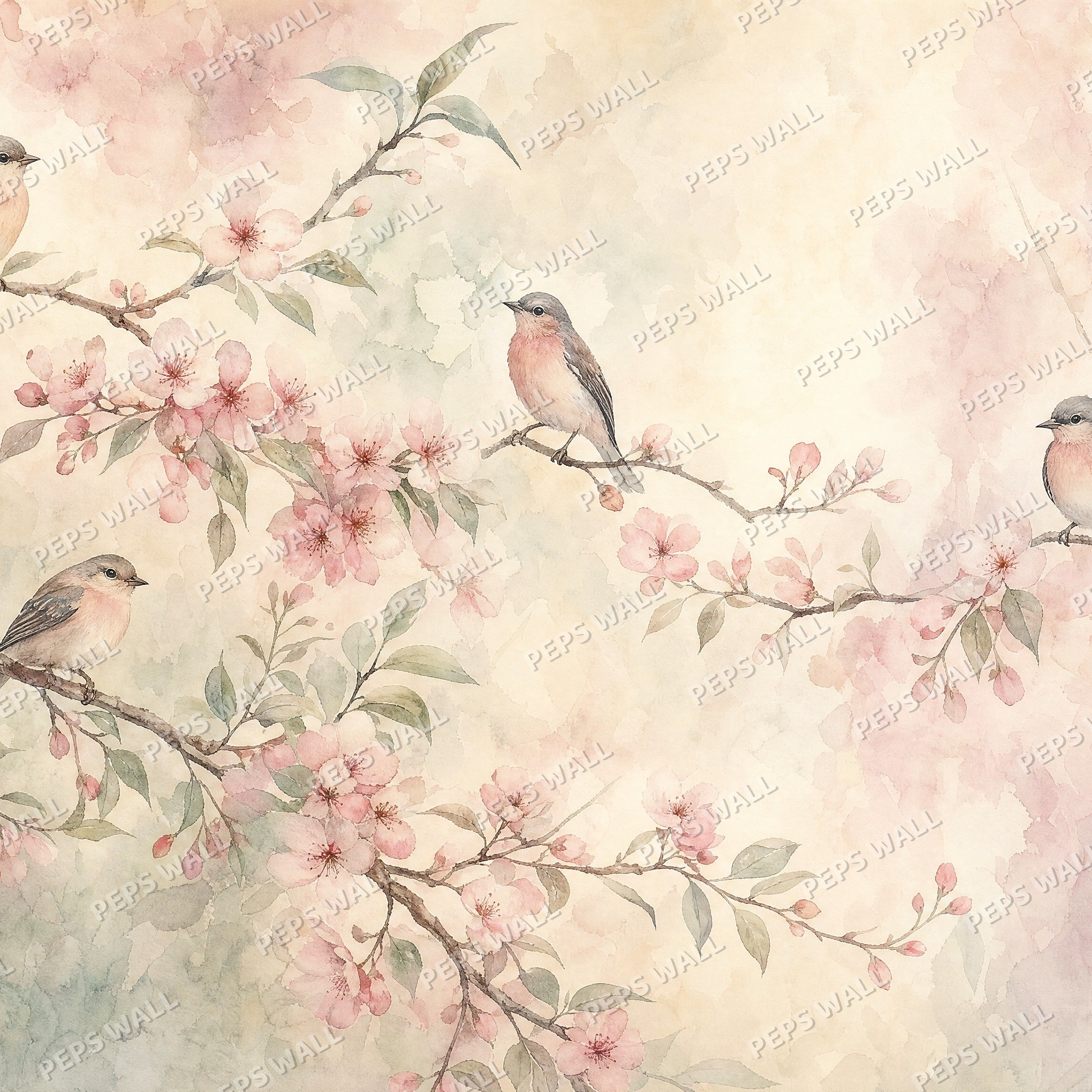 Songbird Garden - Blush wallpaper design