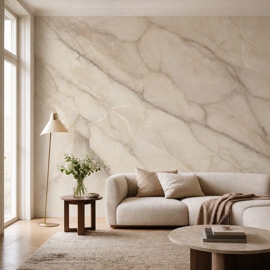 Spa Marble Veil living room wallpaper - custom mural printed and installed in Dubai